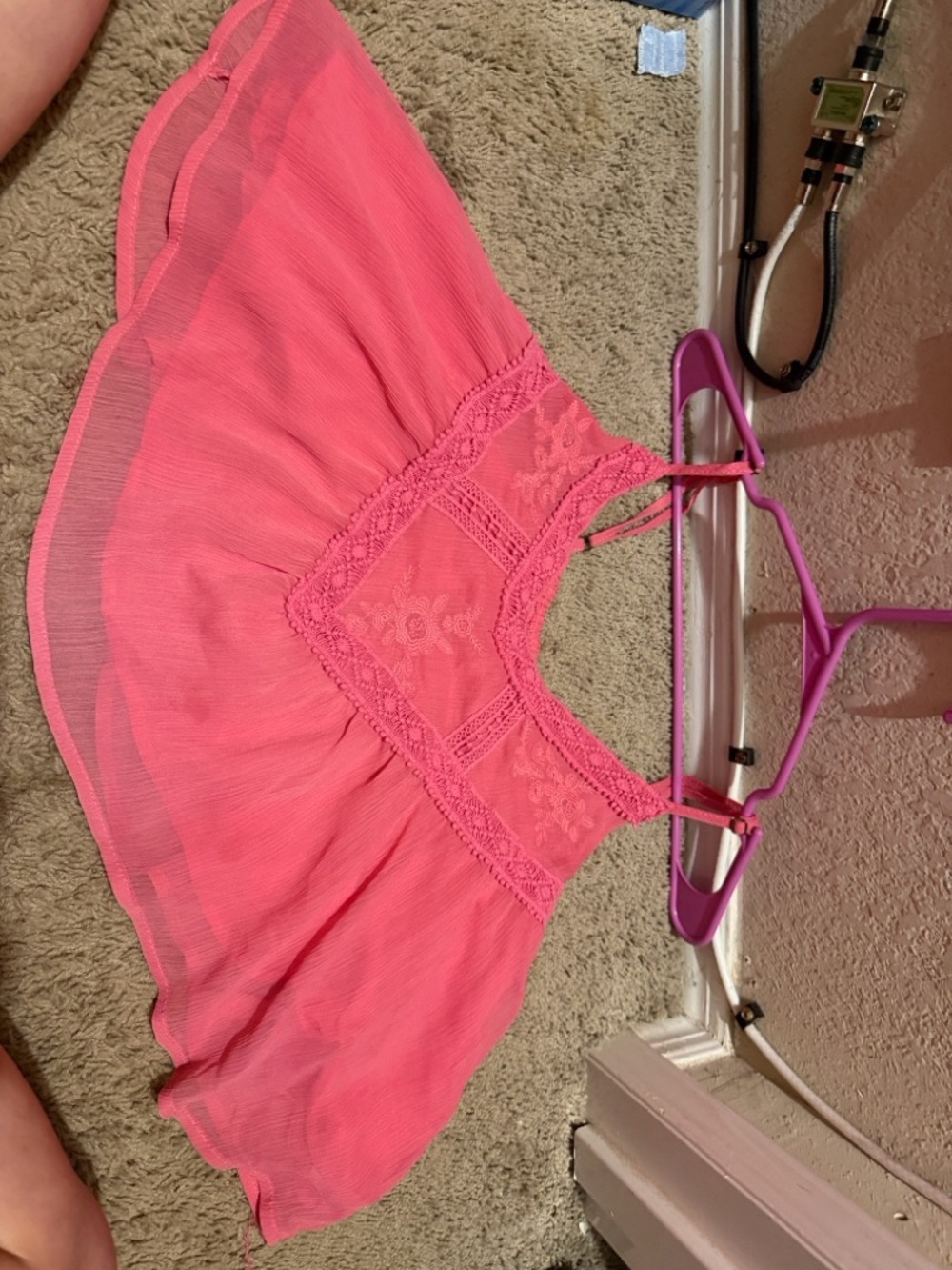 Forever 21 Pink Crochet-Detail Crop Top
